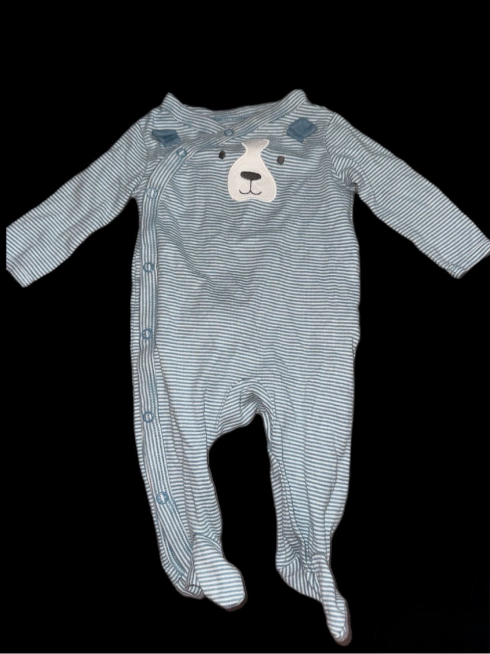 Carter's Light Blue Striped Bear Footed One-Piece